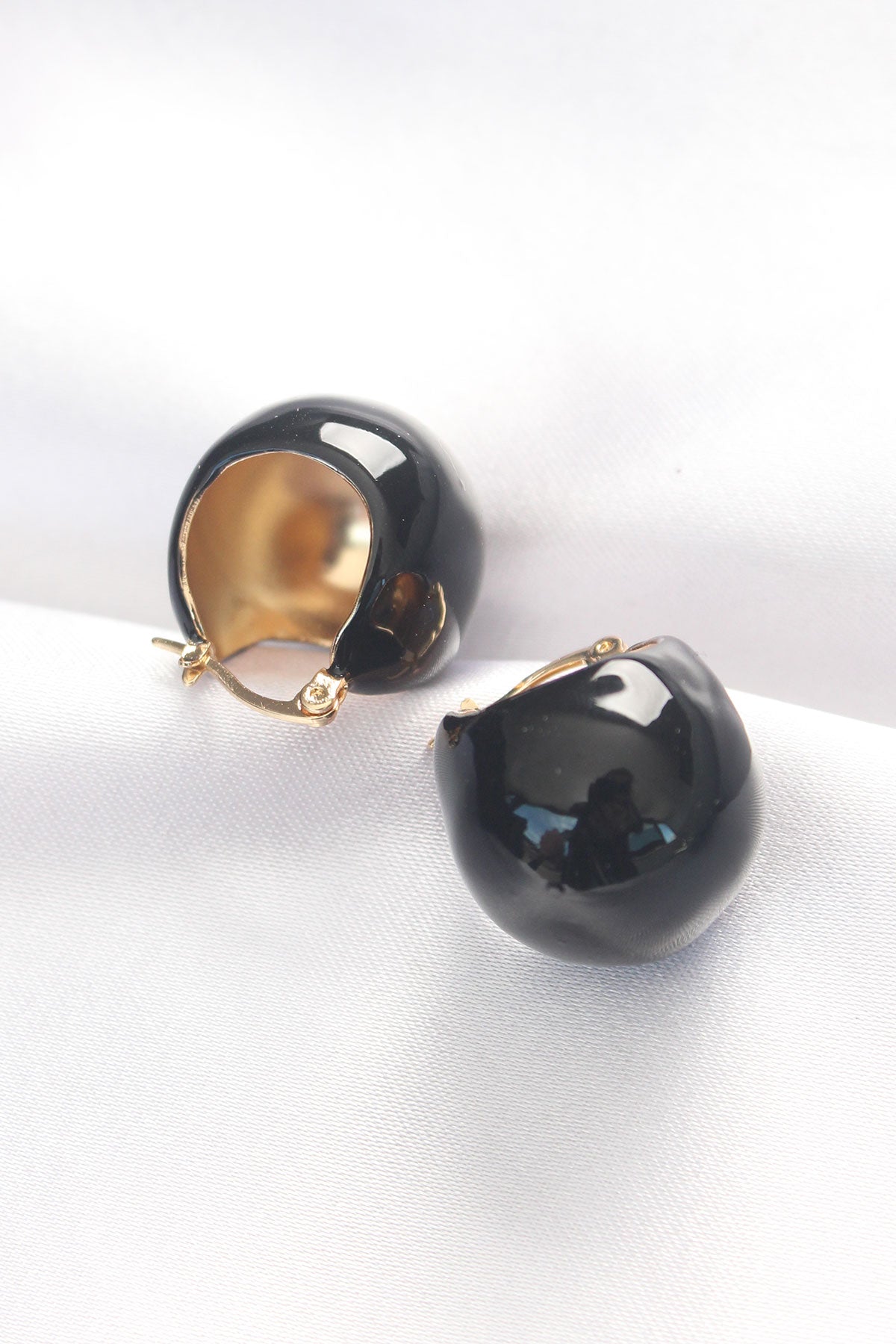 Minimal Black Enamel Earrings