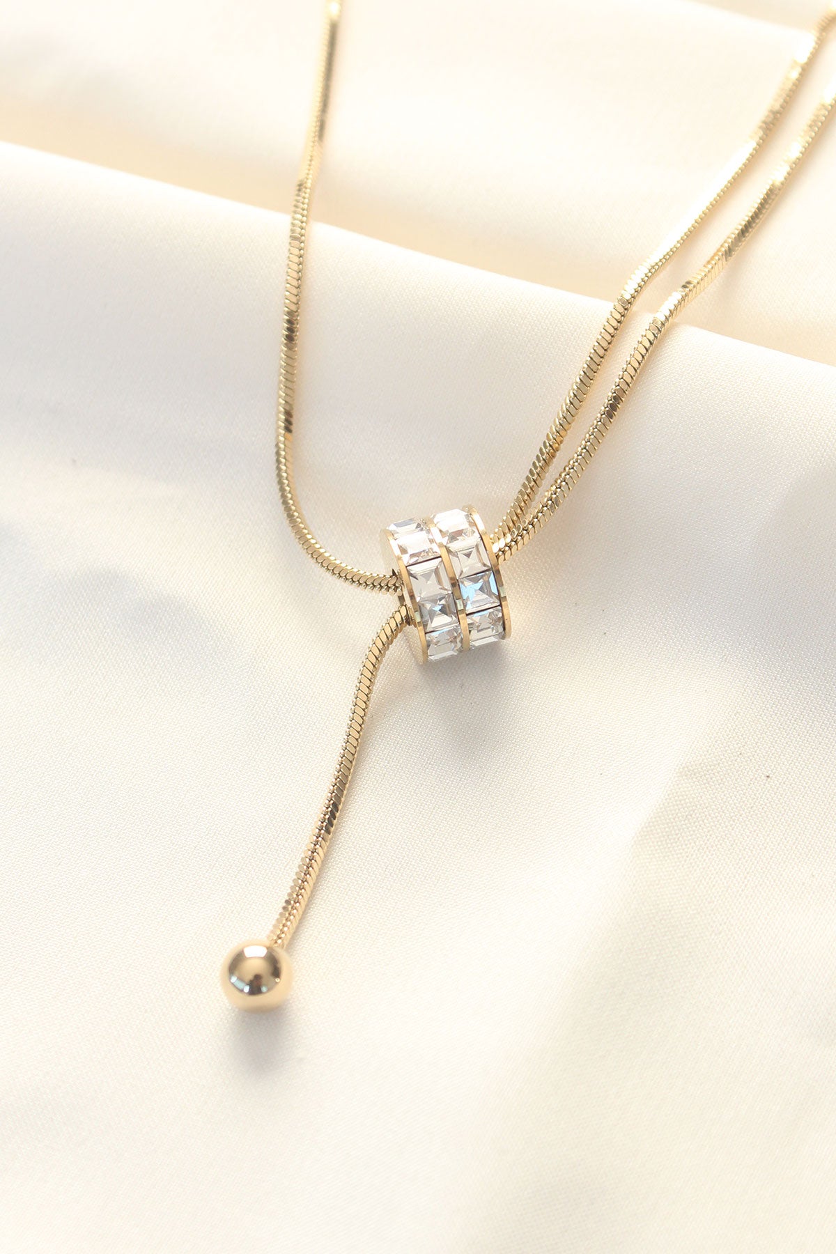 316L Steel Zircon Stone Gold Color Elevator Necklace