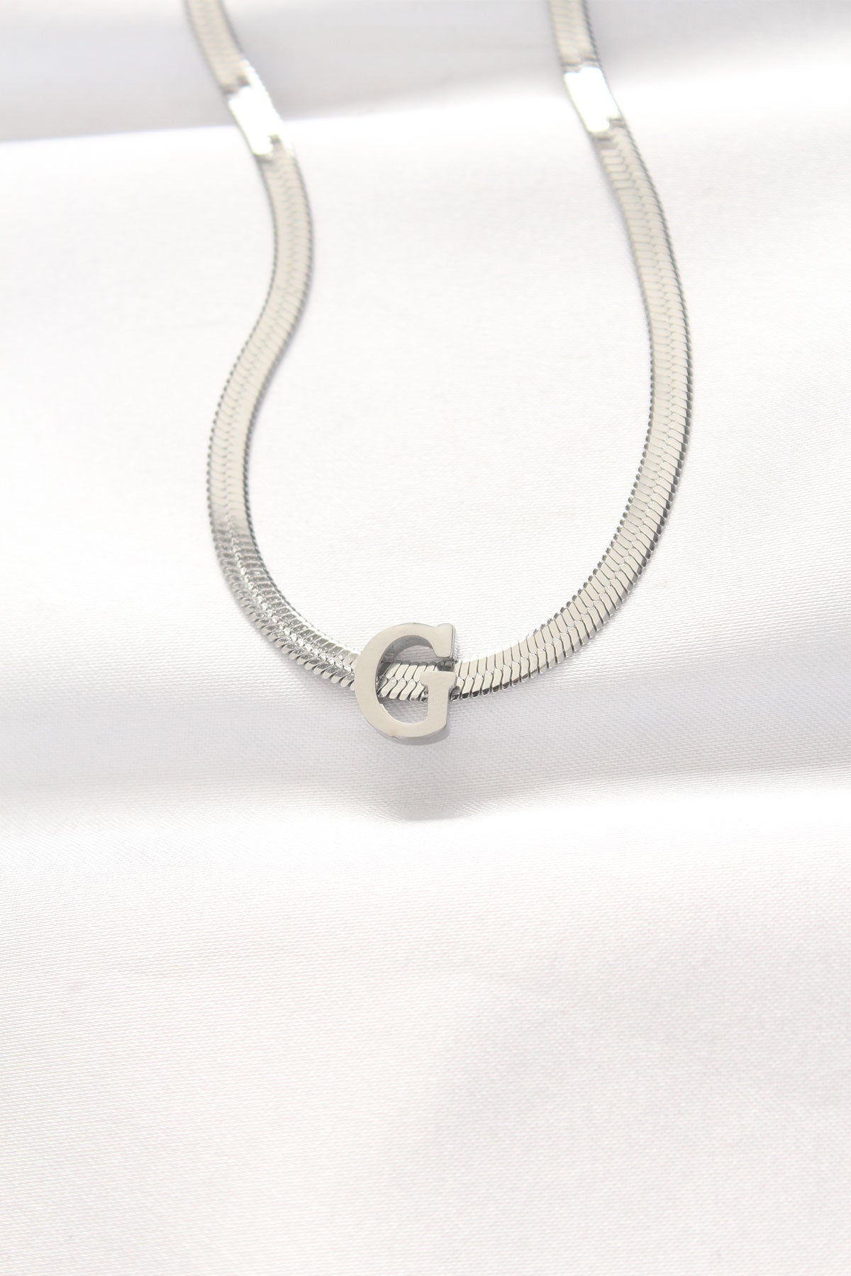 316L Steel G Letter Silver Color Italian Chain Necklace