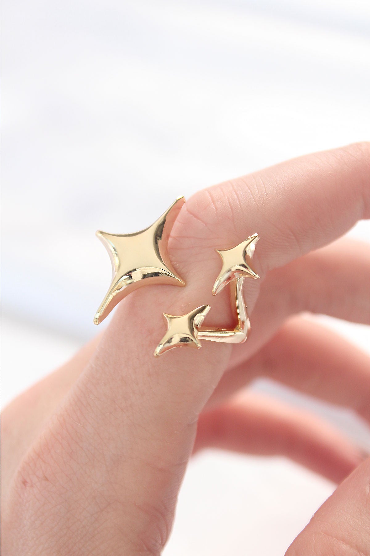 Gold Color 3 North Star Adjustable Ring