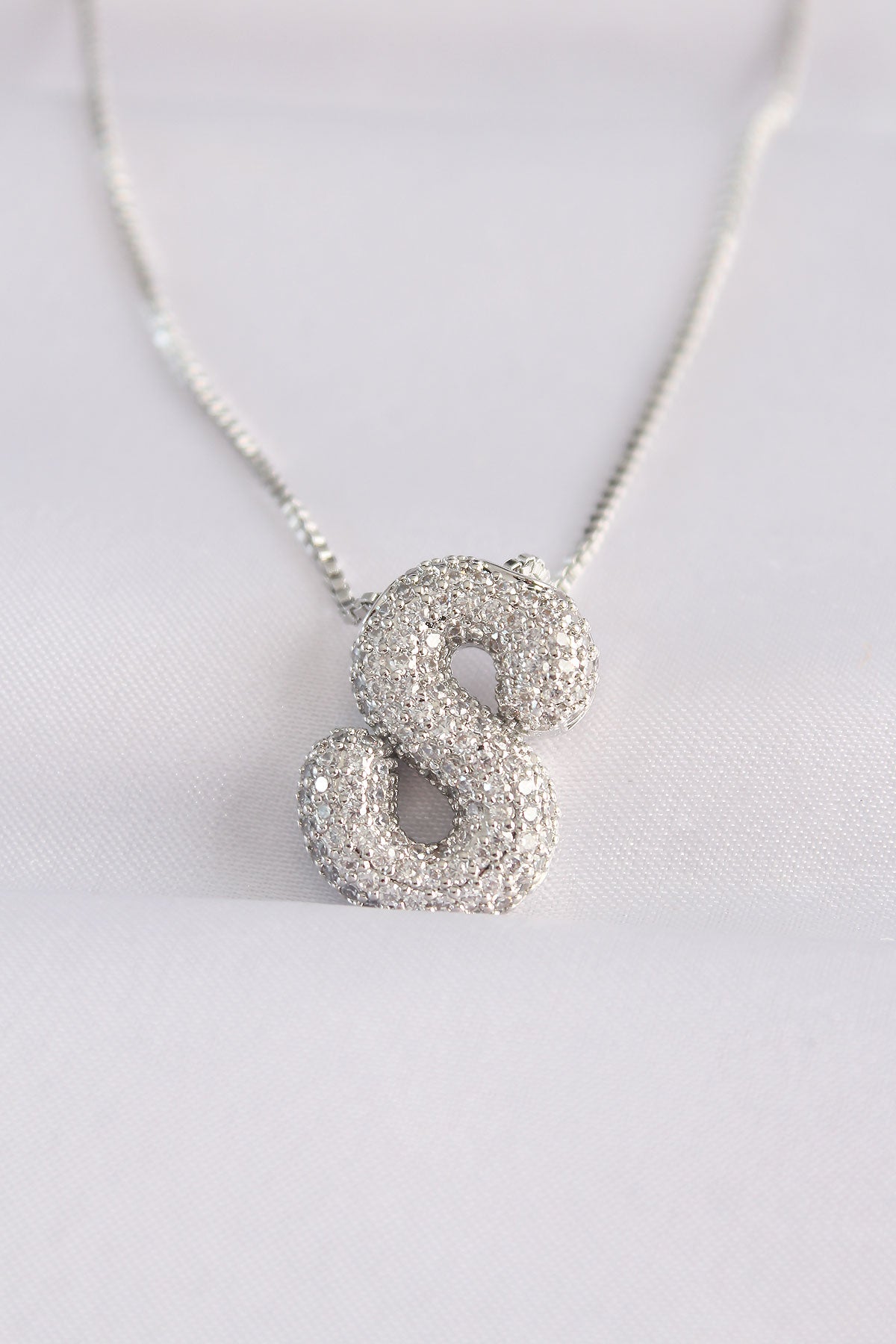 316L Steel Chain Zircon Stone S Letter Silver Color Bubble Necklace