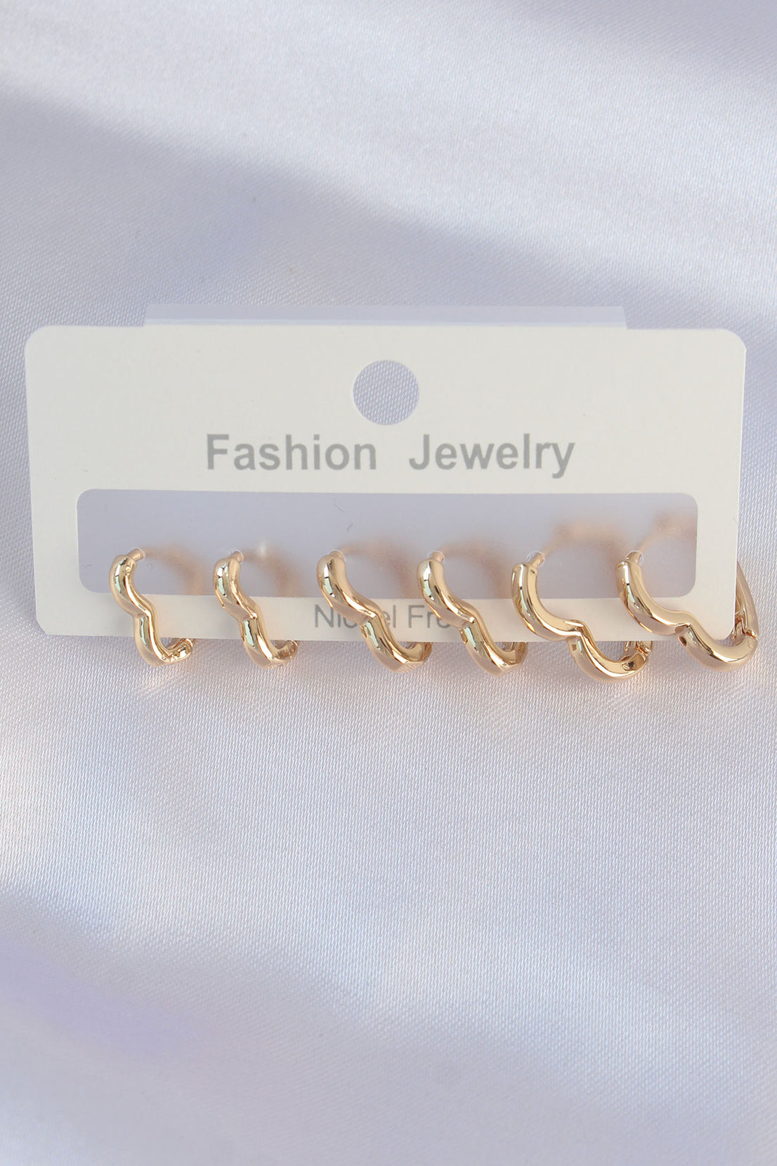 Brass Gold Color Heart Model Earring Set