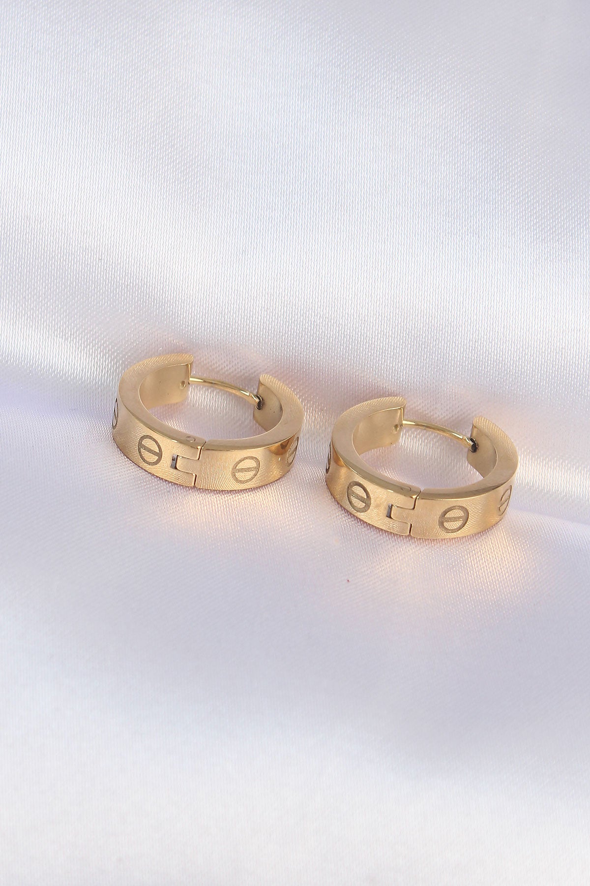 316L Steel Gold Color Cartier Model Hoop Earrings