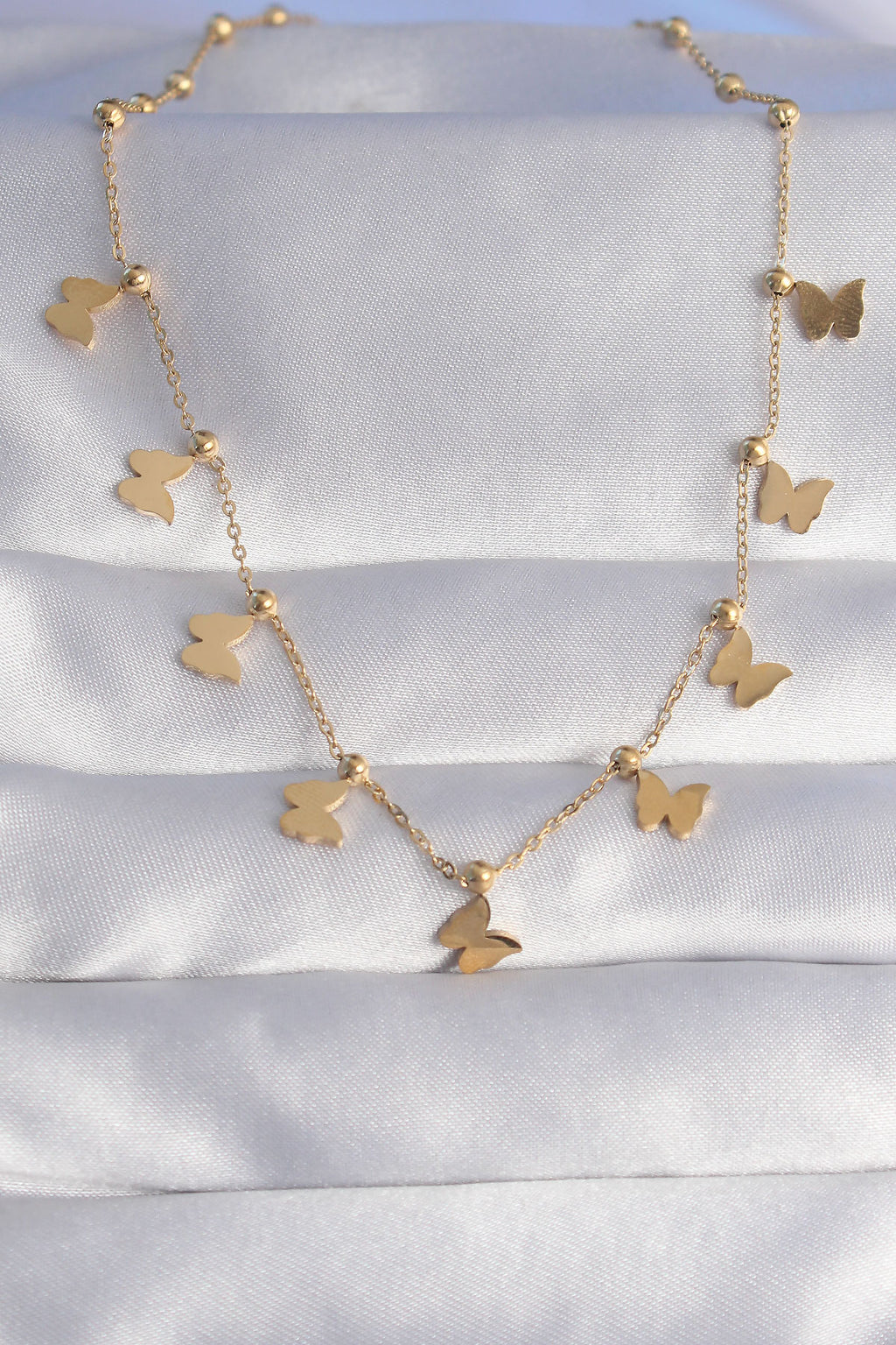 316L Steel Gold Color Minimal Butterfly Model Necklace