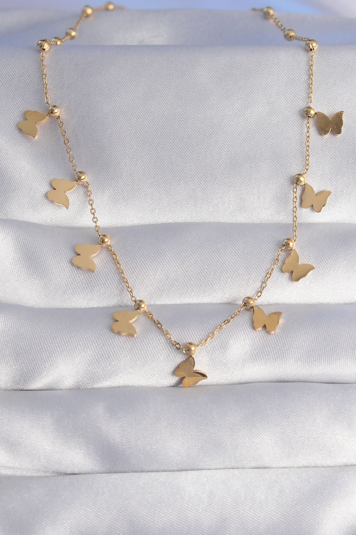 316L Steel Gold Color Minimal Butterfly Model Necklace