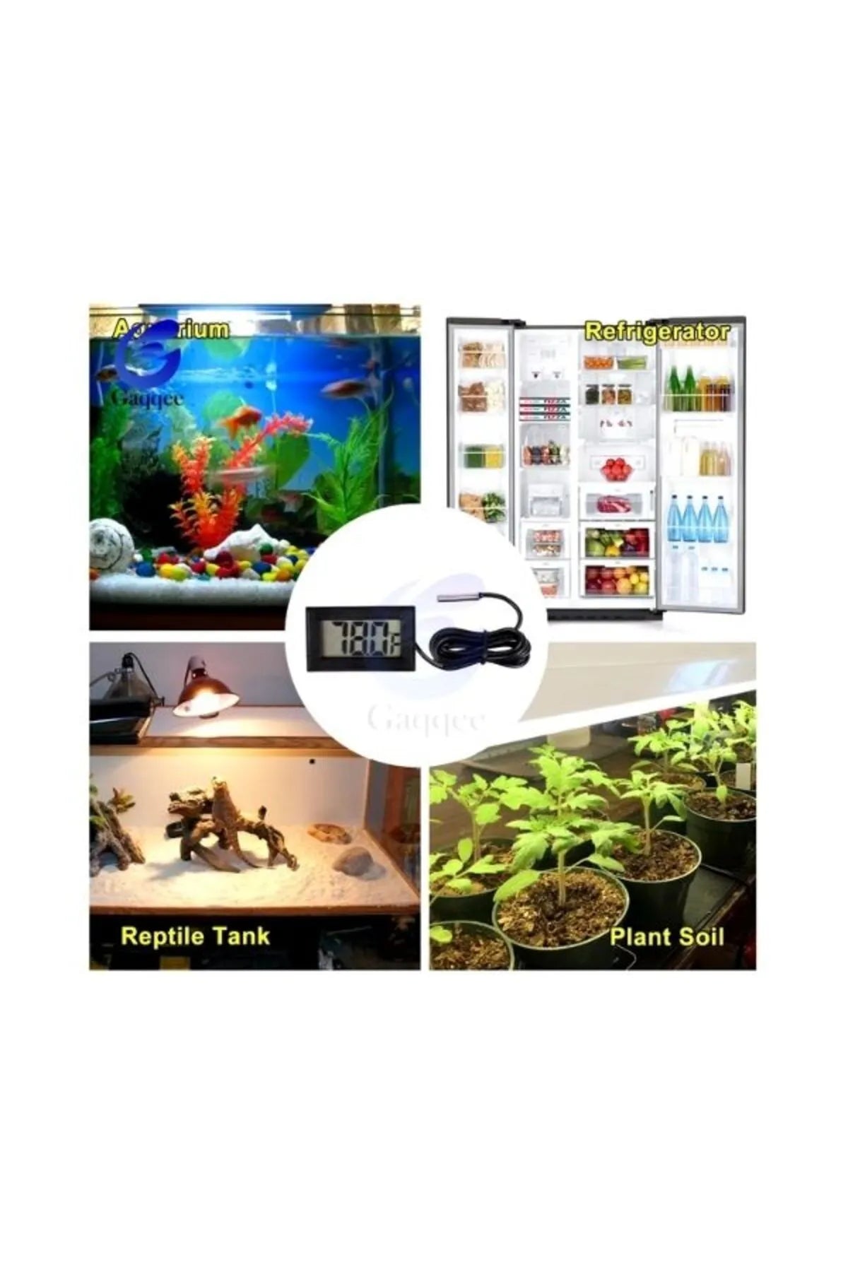 Mini LCD Dijital Termometre Akvaryum, Buzdolabı, Otomobil, Sera Problu Termometre