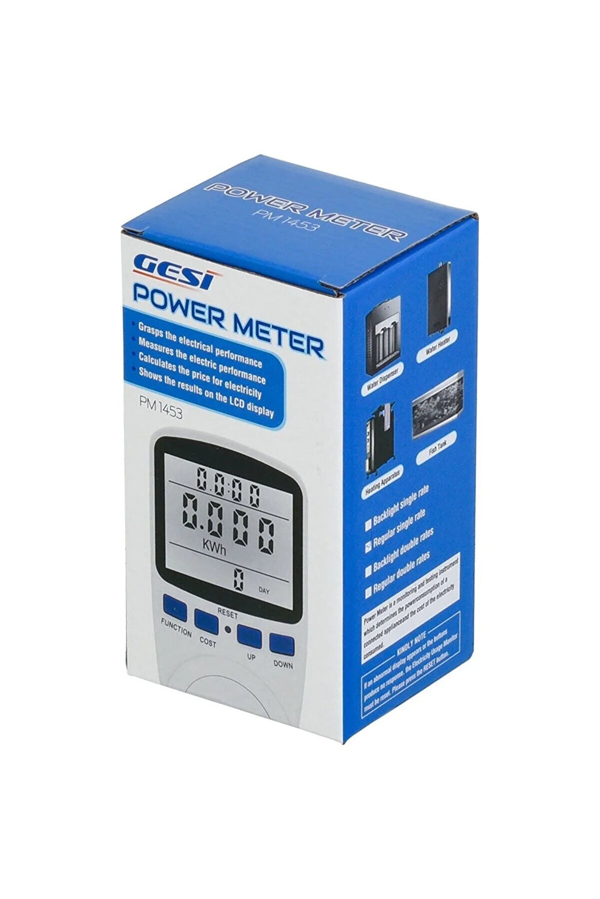 GESİ 16A Dıgıtal Göstergeli Watmetre Priz Tipi PM-1453 Enerji Sarfiyat Ölçer