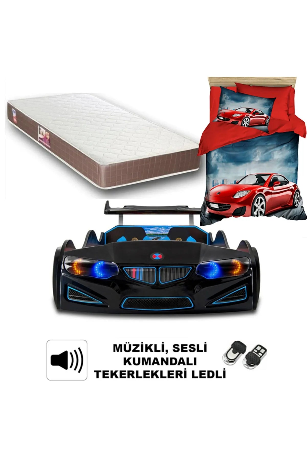 Bmw - Full - Car Bed Car Bedstead - Orthopedic Bed + 3d Duvet Cover 