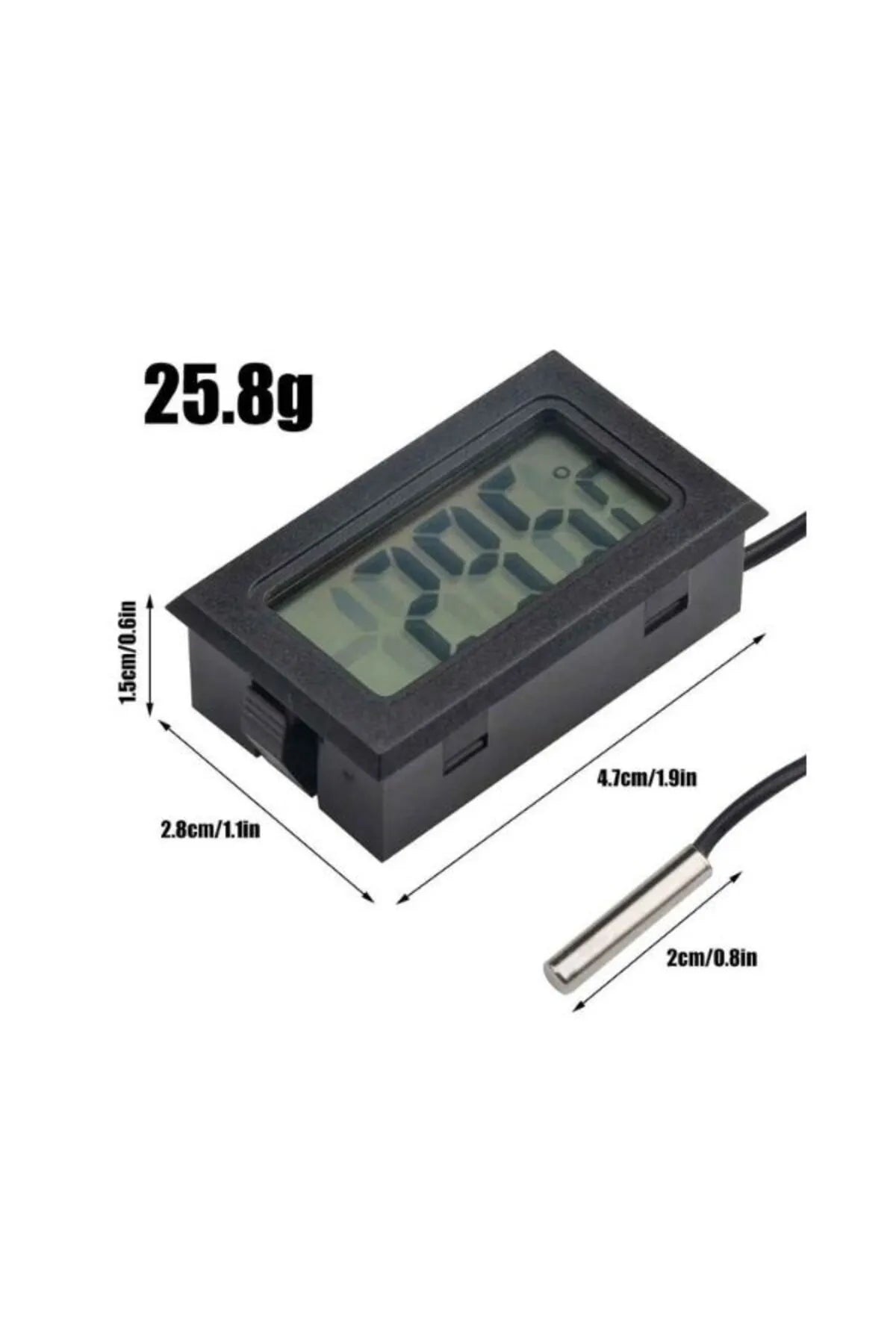 Mini LCD Dijital Termometre Akvaryum, Buzdolabı, Otomobil, Sera Problu Termometre