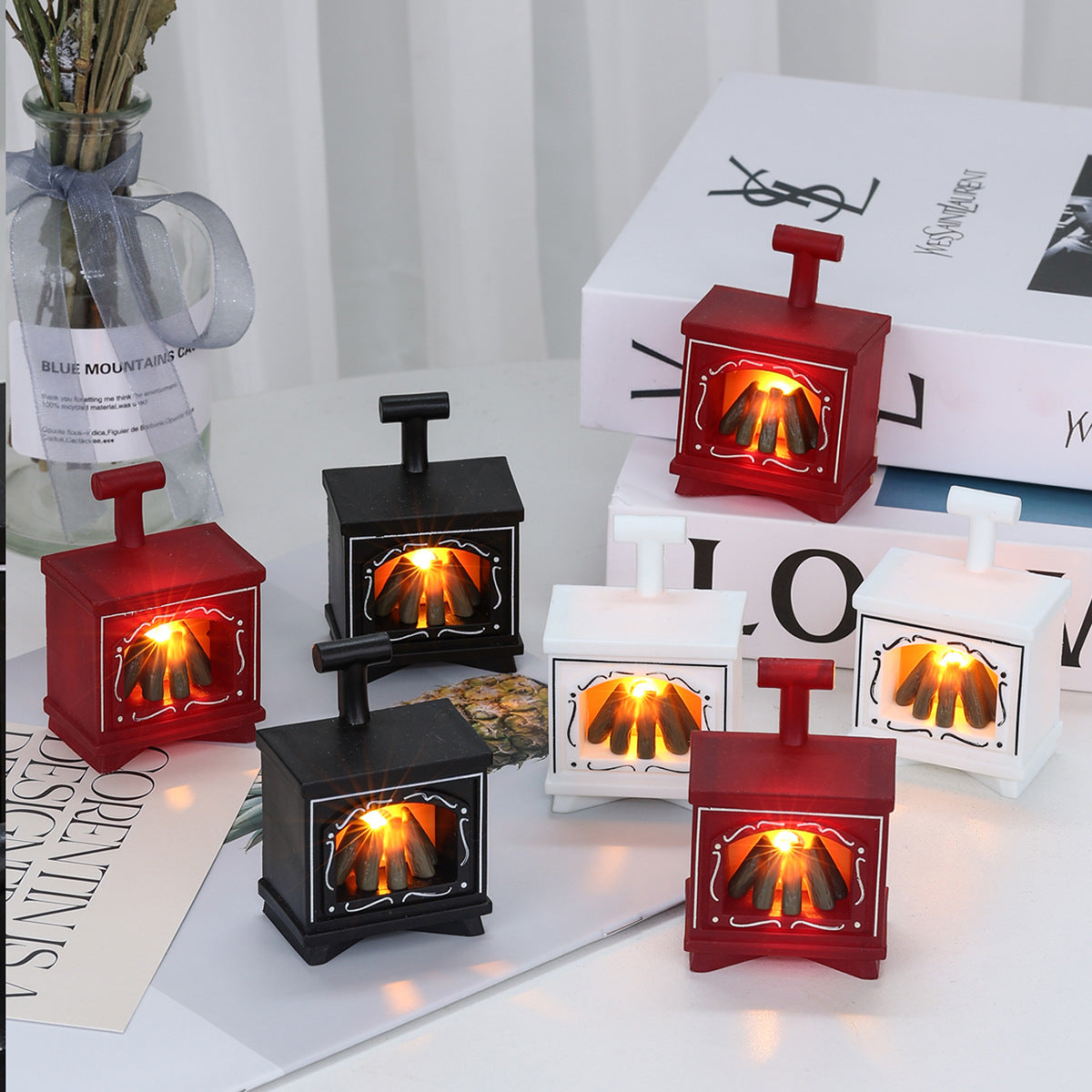 Minyatür LED Şömine, Dekoratif Işıklı Küçük Şömine, Mini LED Şömine Işığı, Sıcak Ambiyanslı Dekor, Maket ve Bebek Evine Özel, Gerçekçi Alev Efektli Minyatür LED Şömine,