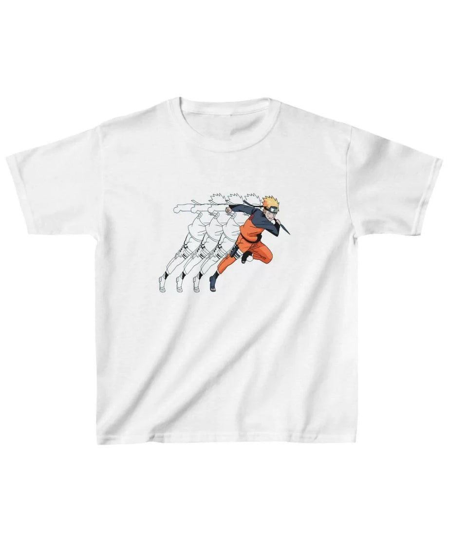 Gucso Çocuk Unisex Naruto Throwing Baskılı T-Shirt - Beyaz