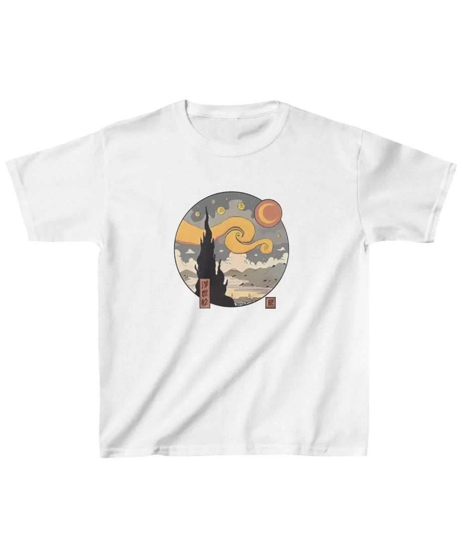 Gucso Çocuk Unisex Van Gogh Tablo Görseli Baskılı T-Shirt - Beyaz