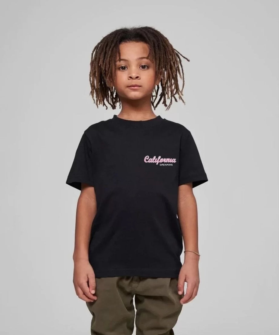 Gucso Çocuk Unisex Pembe California Yazı Baskılı T-Shirt - Siyah