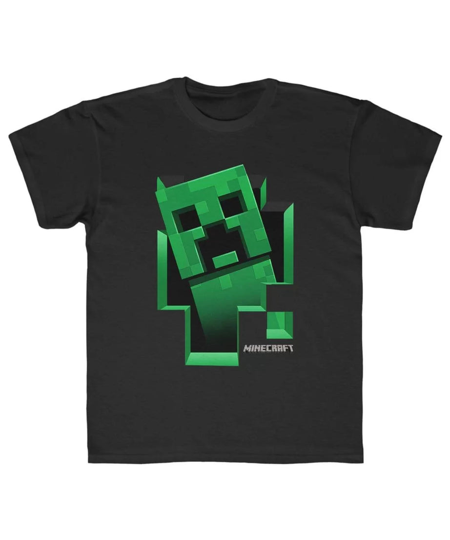 Gucso Çocuk Unisex Minecraft Baskılı T-Shirt - Siyah