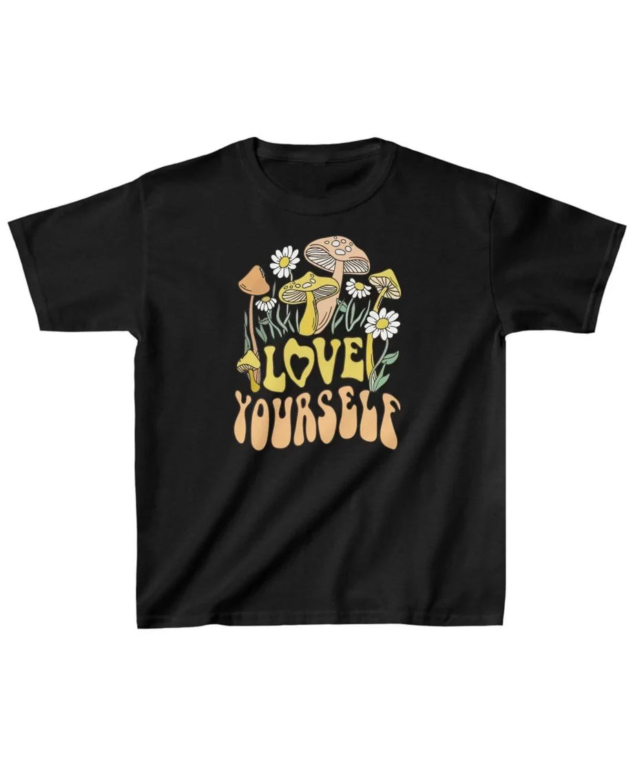 Gucso Çocuk Unisex Love Yourself Baskılı T-Shirt - Siyah