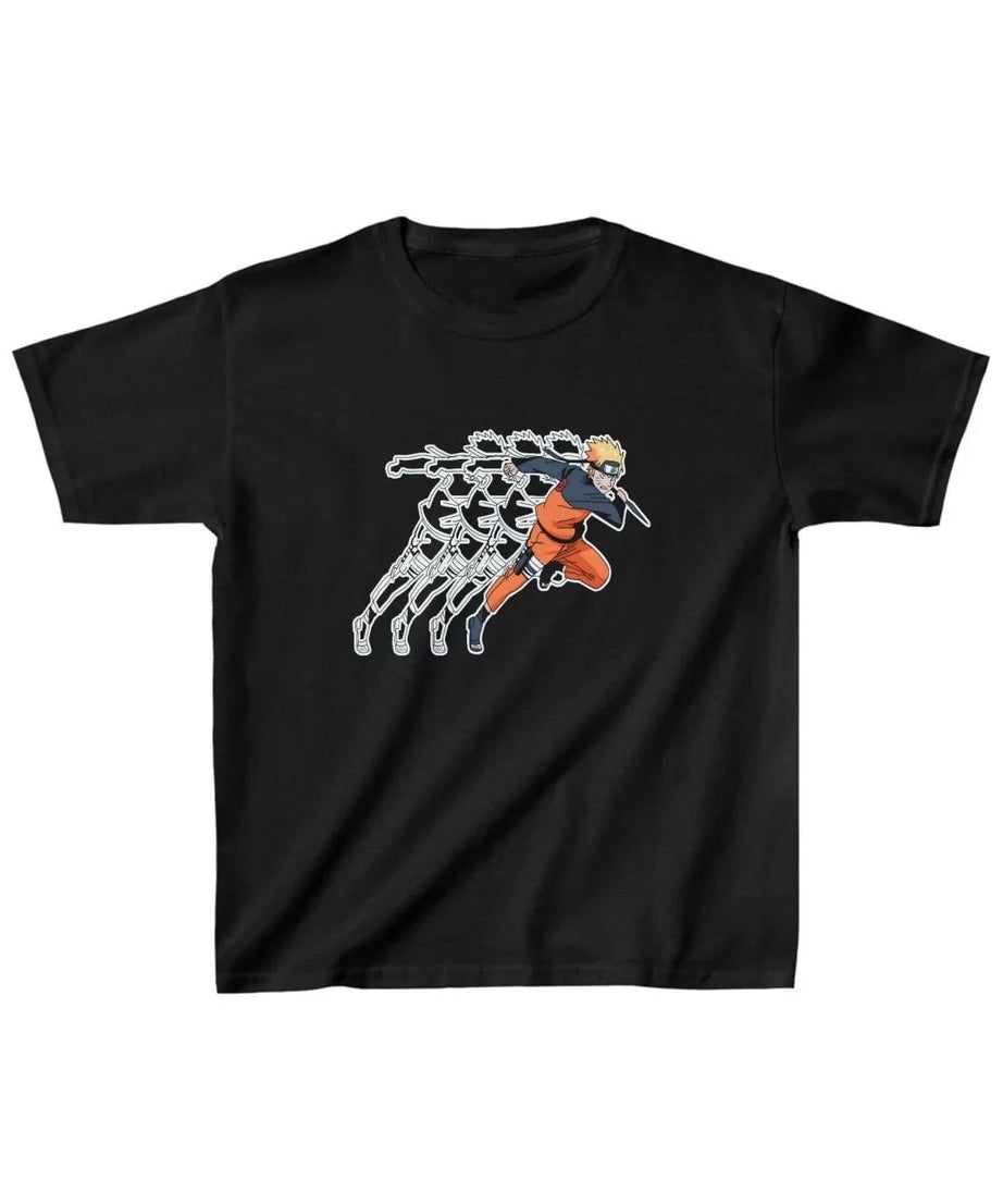 Gucso Çocuk Unisex Naruto Throwing Baskılı T-Shirt - Siyah