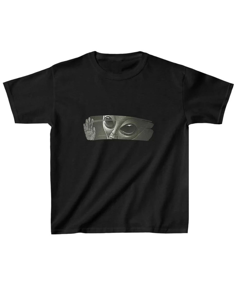 Gucso Çocuk Unisex Uzaylı Baskılı T-Shirt - Siyah
