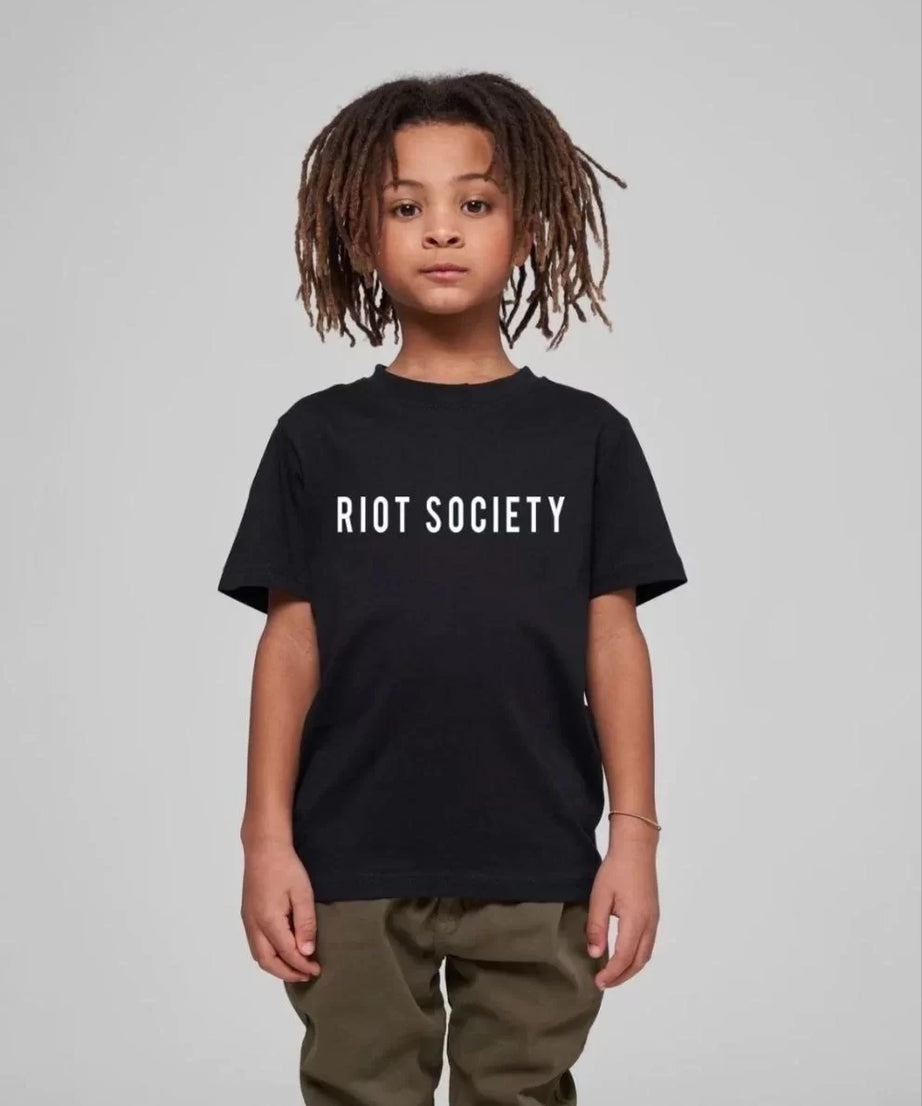 Gucso Çocuk Unisex Riot Society Baskılı T-Shirt - Siyah