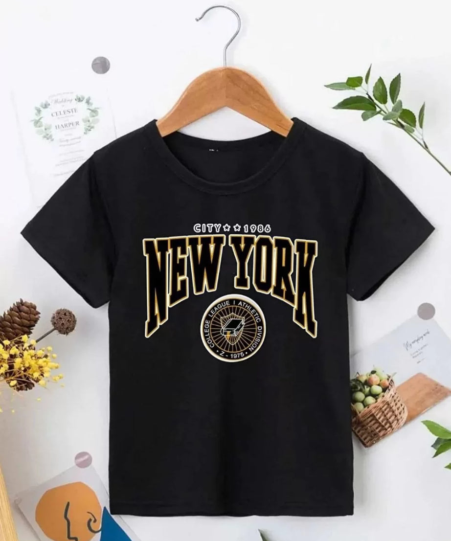 Gucso Çocuk Unisex Newyork Baskılı T-Shirt - Siyah