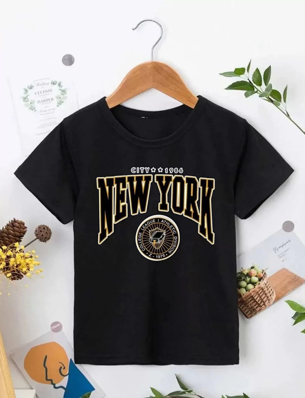 Gucso Çocuk Unisex Newyork Baskılı T-Shirt - Siyah