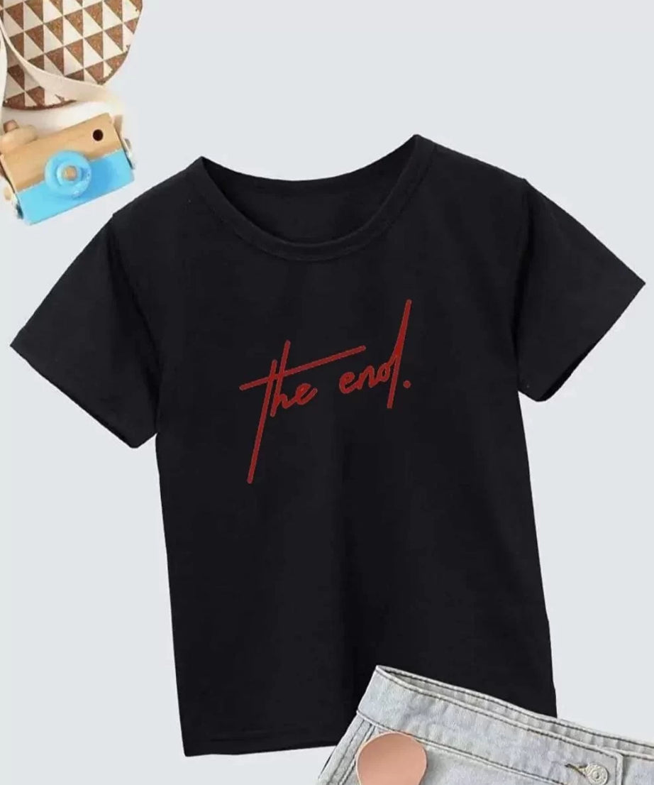 Gucso Çocuk Unisex The End Baskılı T-Shirt - Siyah