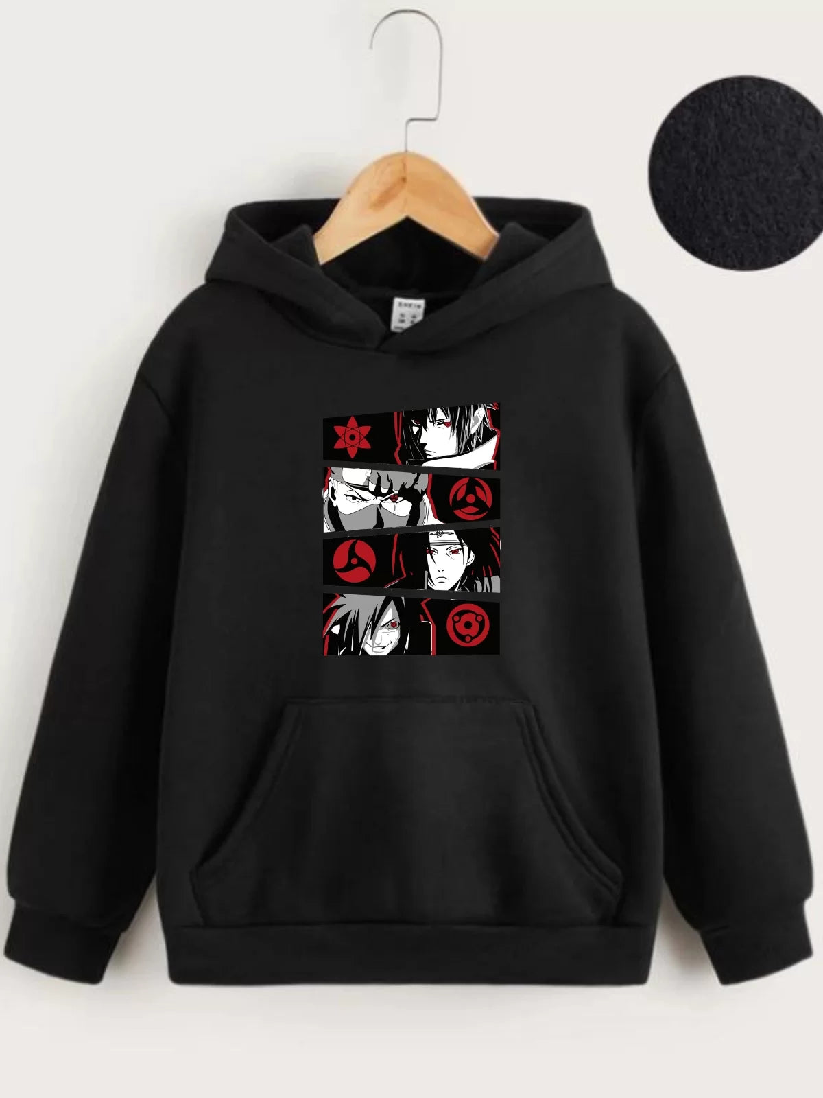 Gucso Kids Unisex Hooded Anime Printed Sweatshirt - Black, Print, Sweat, Anime 