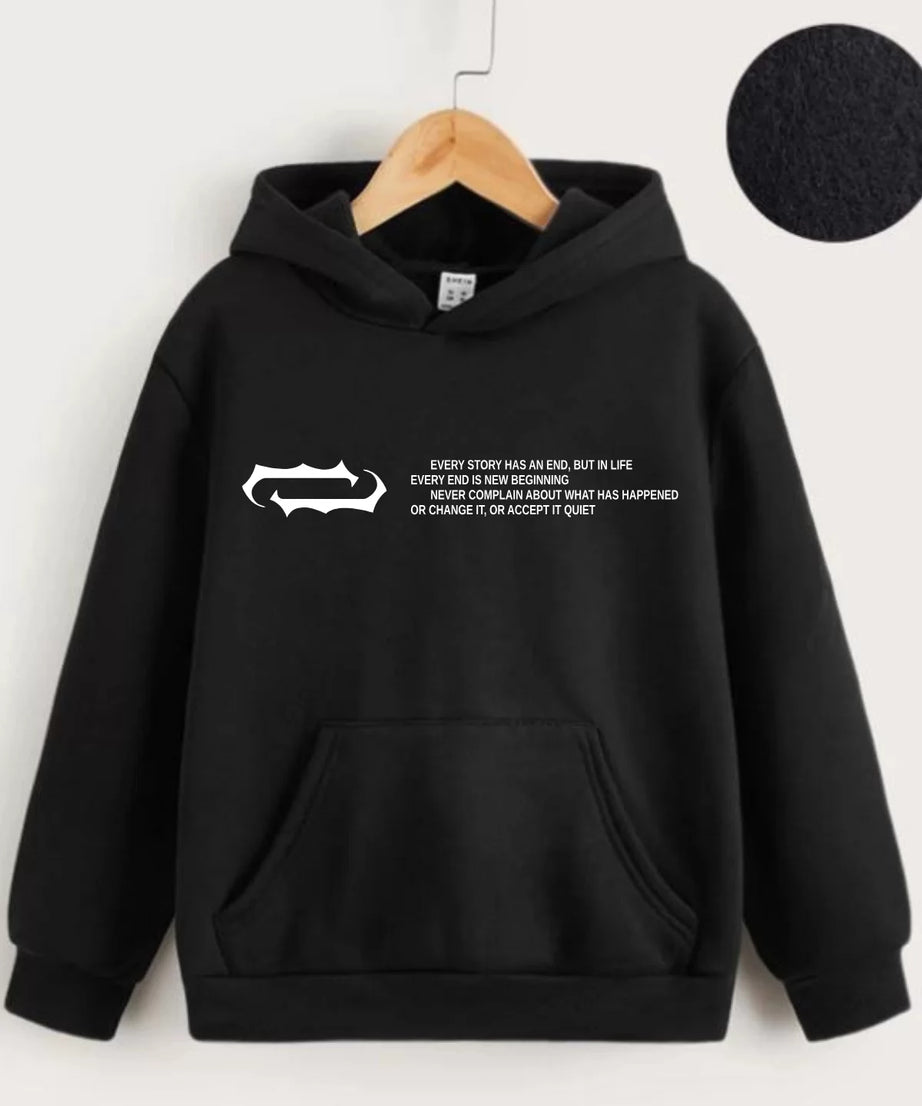 Gucso Çocuk Unisex Kapüşonlu Baskılı Sweatshirt - Siyah, Basklı, Sweat,