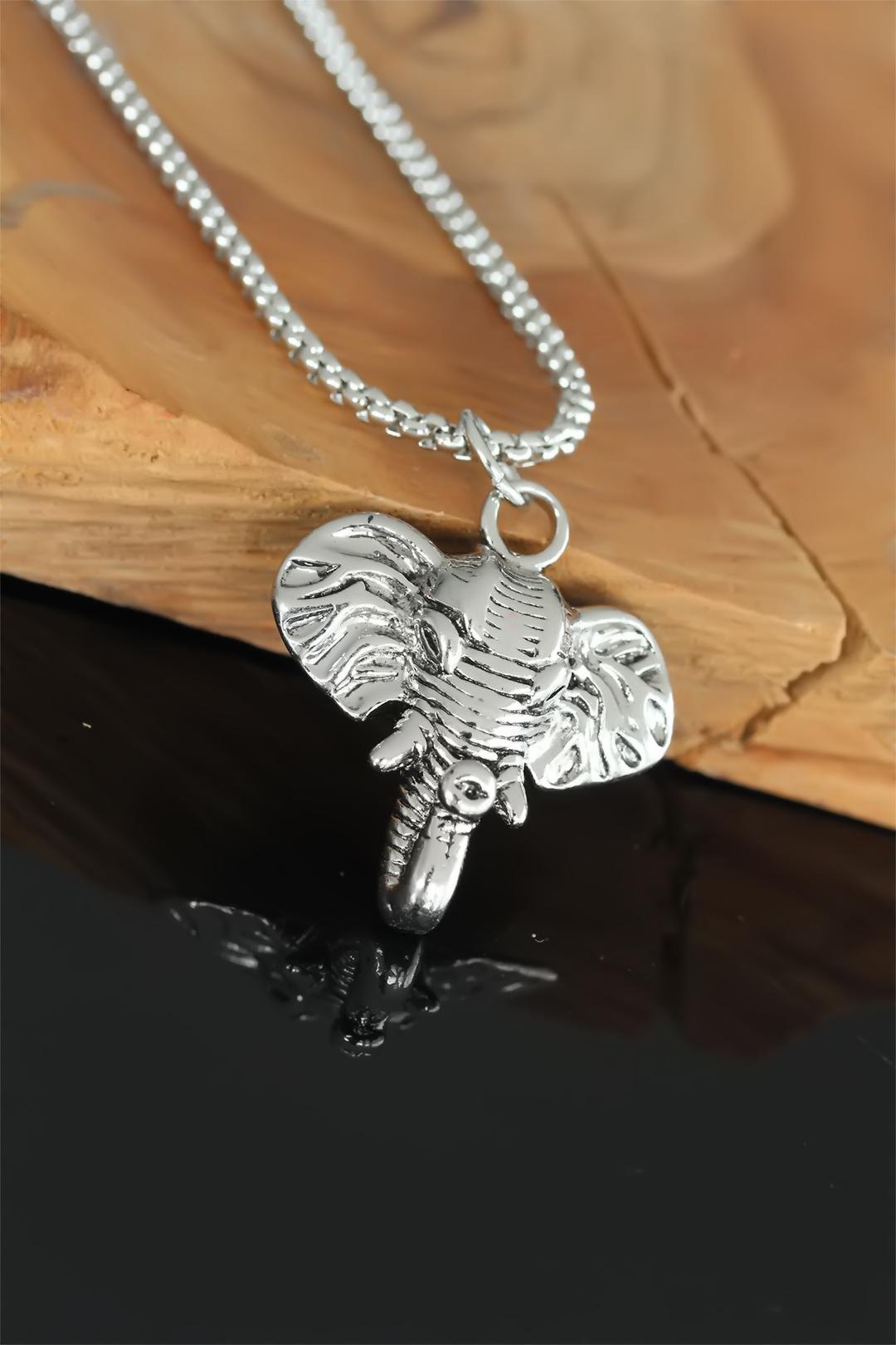 Elephant Design Silver Color Chain Men's Necklace