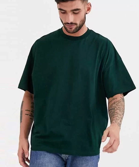 Gucso Erkek Basic Bisiklet Yaka Oversize T-Shirt - Haki