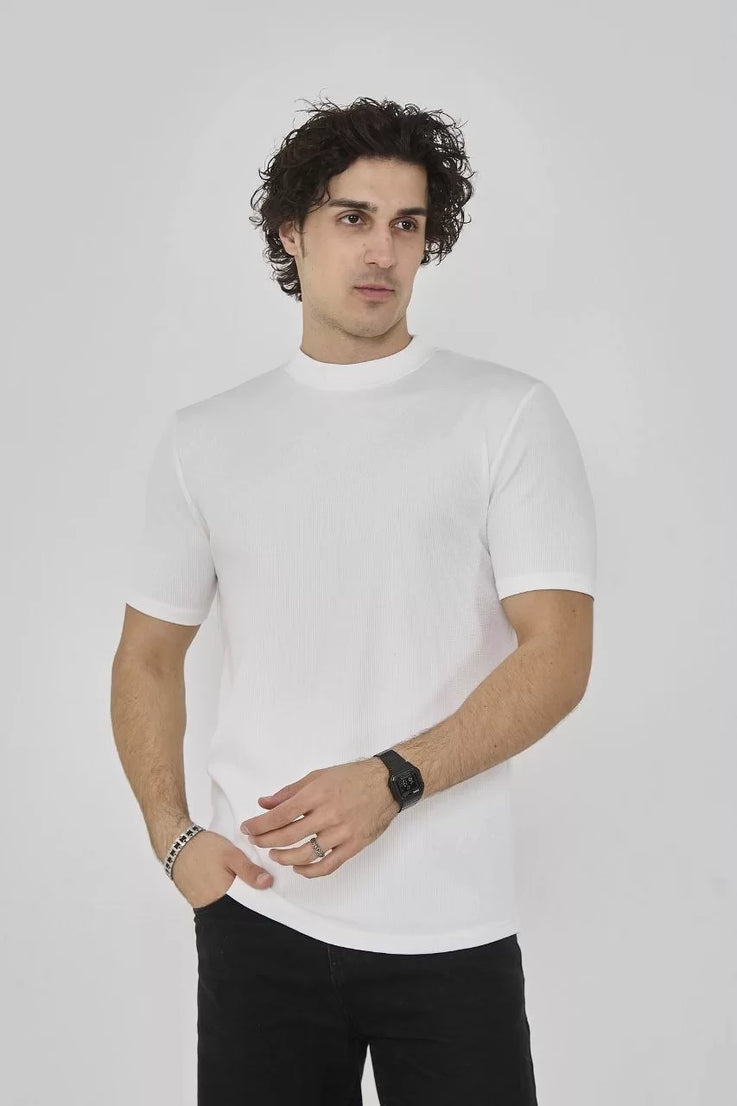 Gucso Erkek Basic Bisiklet Yaka Slim fit T-Shirt - Beyaz