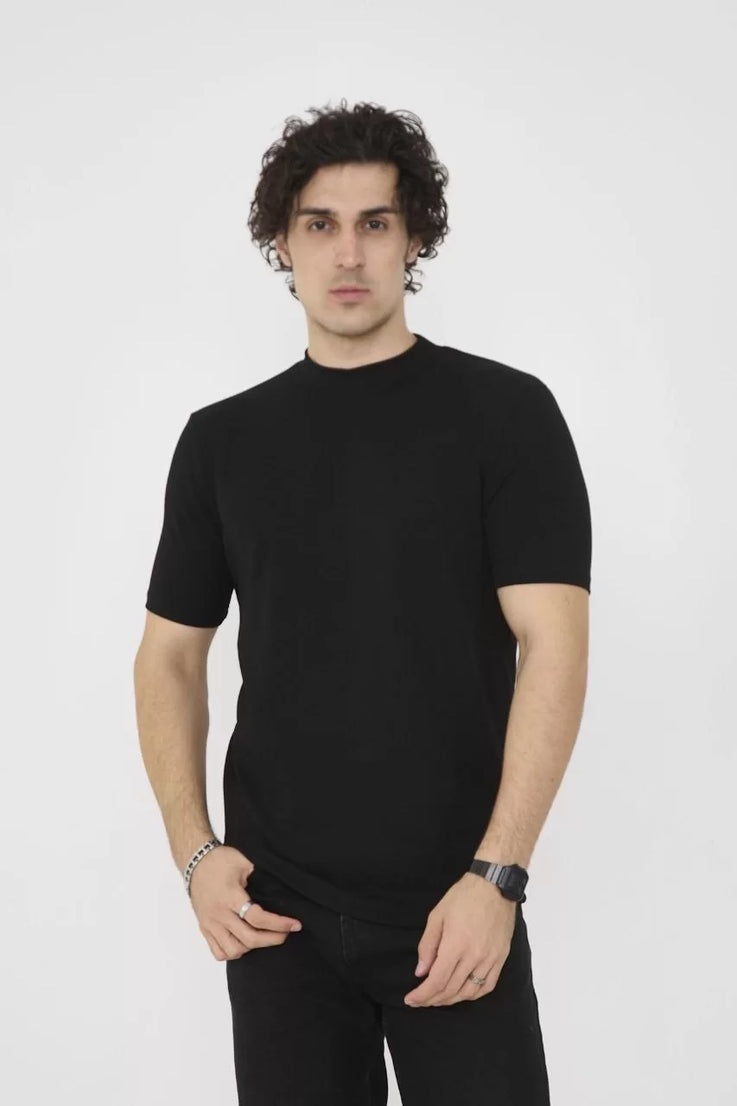 Gucso Erkek Basic Bisiklet Yaka Slim fit T-Shirt- Siyah