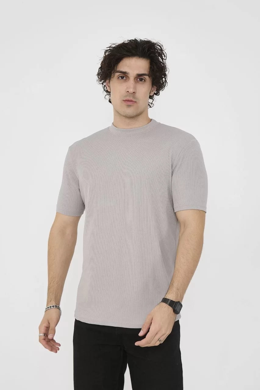 Gucso Erkek Basic Bisiklet Yaka Slim fit T-Shirt- Taş