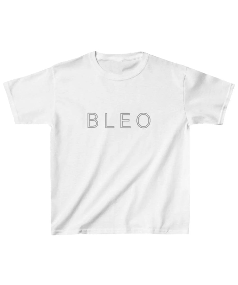 Gucso Unisex Çocuk Bleo Yazı Baskılı T-Shirt - Beyaz