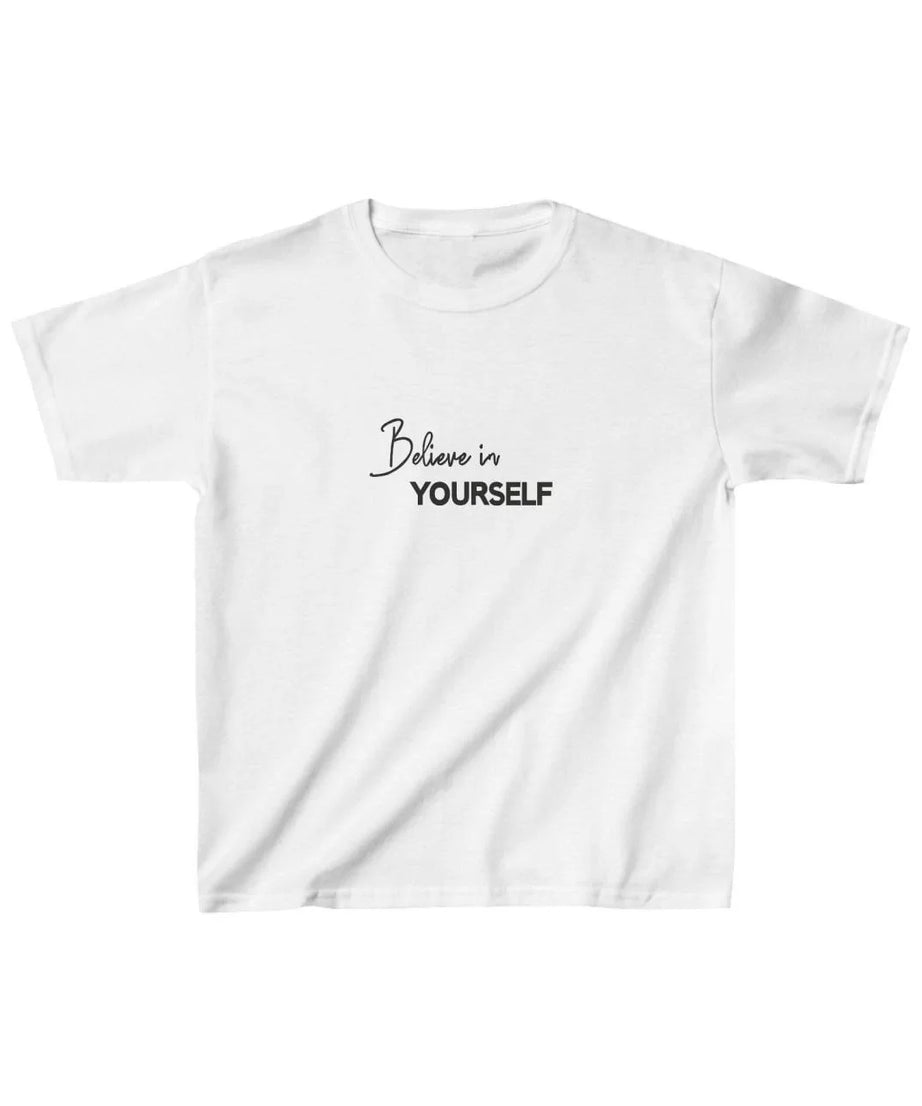 Gucso Unisex Çocuk Believe İn Yourself Baskılı T-Shirt - Beyaz