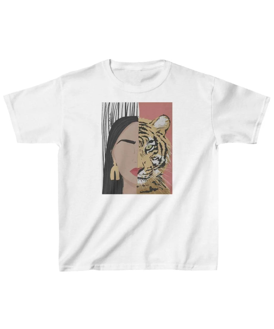 Gucso Unisex Çocuk Kadın Leopar Baskılı T-Shirt - Beyaz