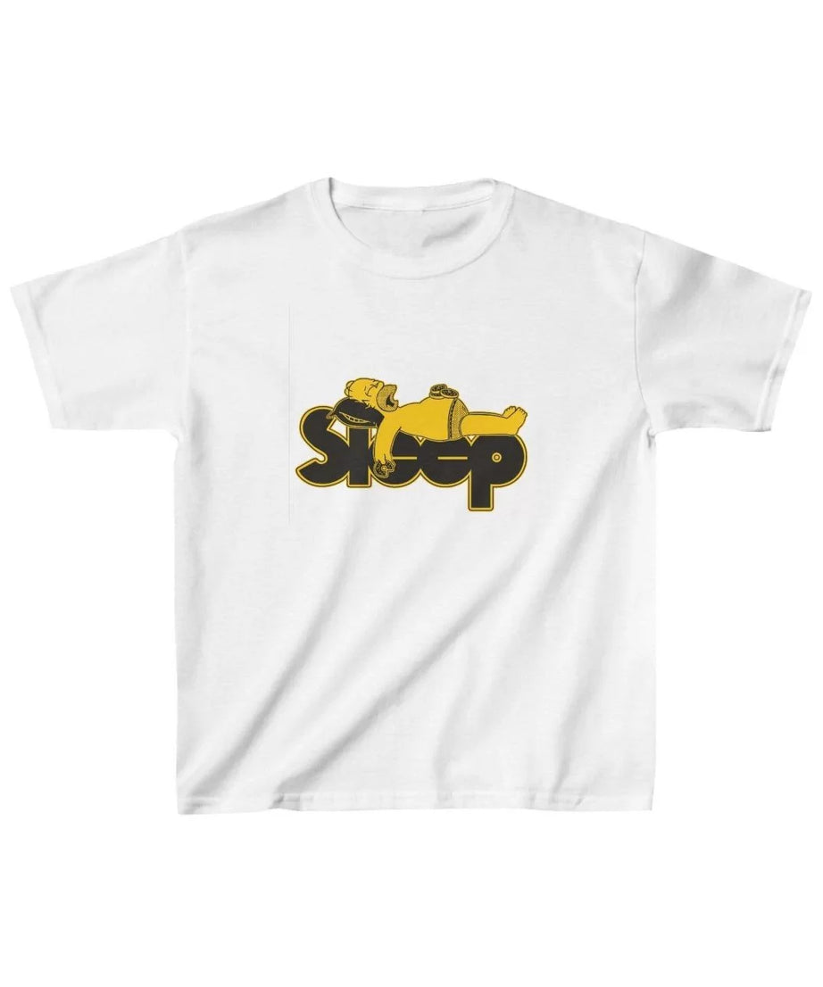 Gucso Unisex Çocuk Sleep Yazılı Baskılı T-Shirt - Beyaz