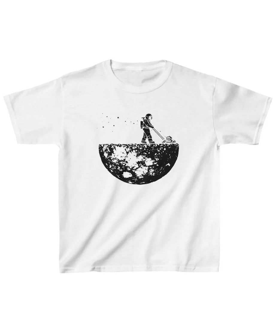 Gucsp Unisex Çocuk Moon Astronot Baskılı T-Shirt - Beyaz