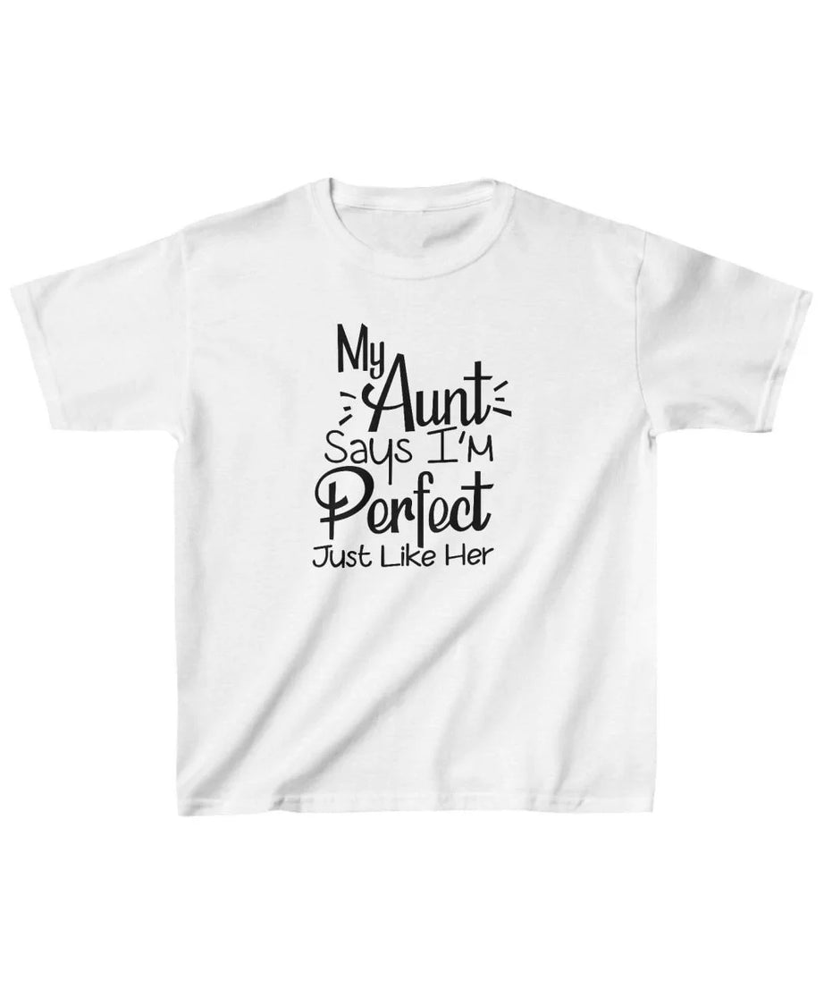 Gucso Unisex Çocuk My Aunt Perfect Baskılı T-Shirt - Beyaz