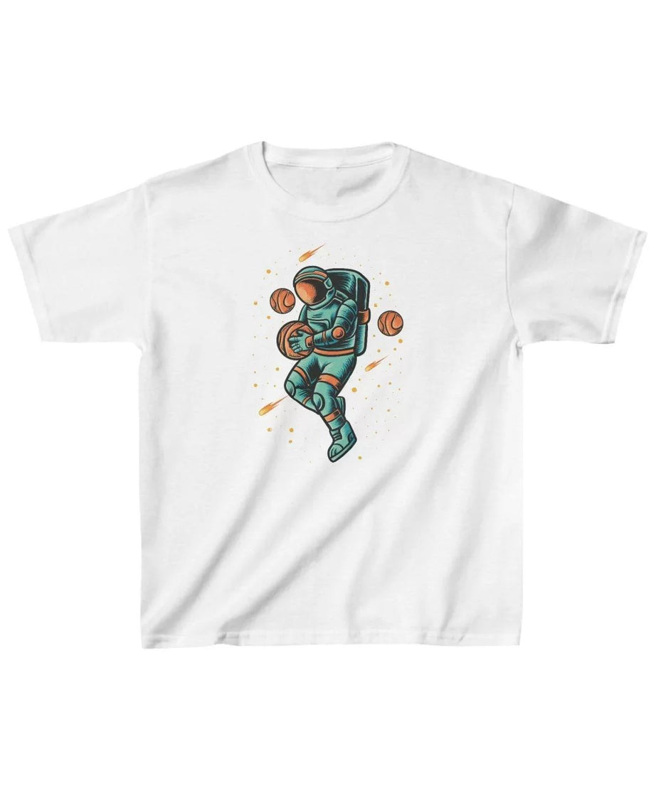 Gucso Unisex Çocuk Astronot Baskılı T-Shirt - Beyaz