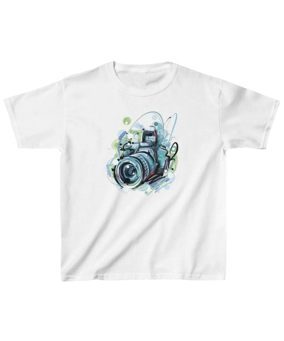 Gucso Unisex Çocuk Fotoğraf Makinesi Baskılı T-Shirt - Beyaz