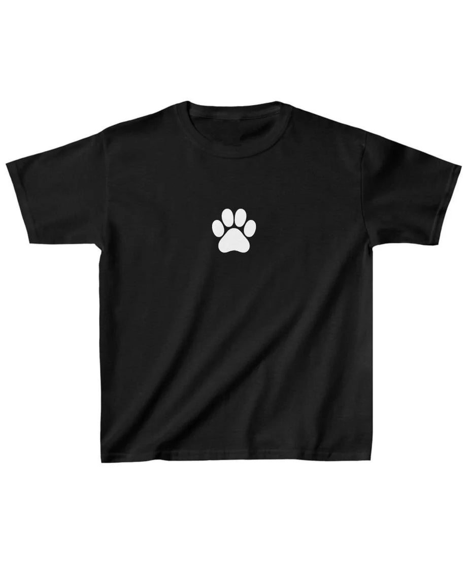 Gucso Unisex Çocuk Kedi Patisi Baskılı T-Shirt - Siyah