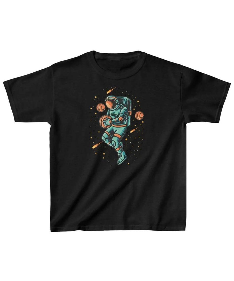 Gucso Unisex Çocuk Astronot Baskılı T-Shirt - Siyah