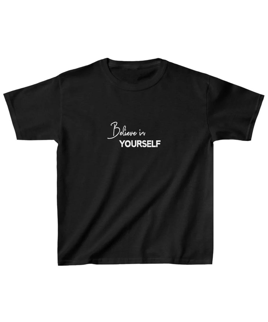 Gucso Unisex Çocuk Believe İn Yourself Baskılı T-Shirt - Siyah