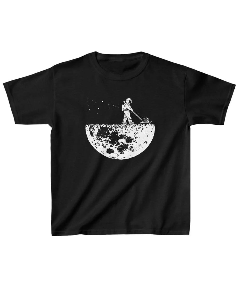 Gucso Unisex Çocuk Moon Astronot Baskılı T-Shirt - Siyah