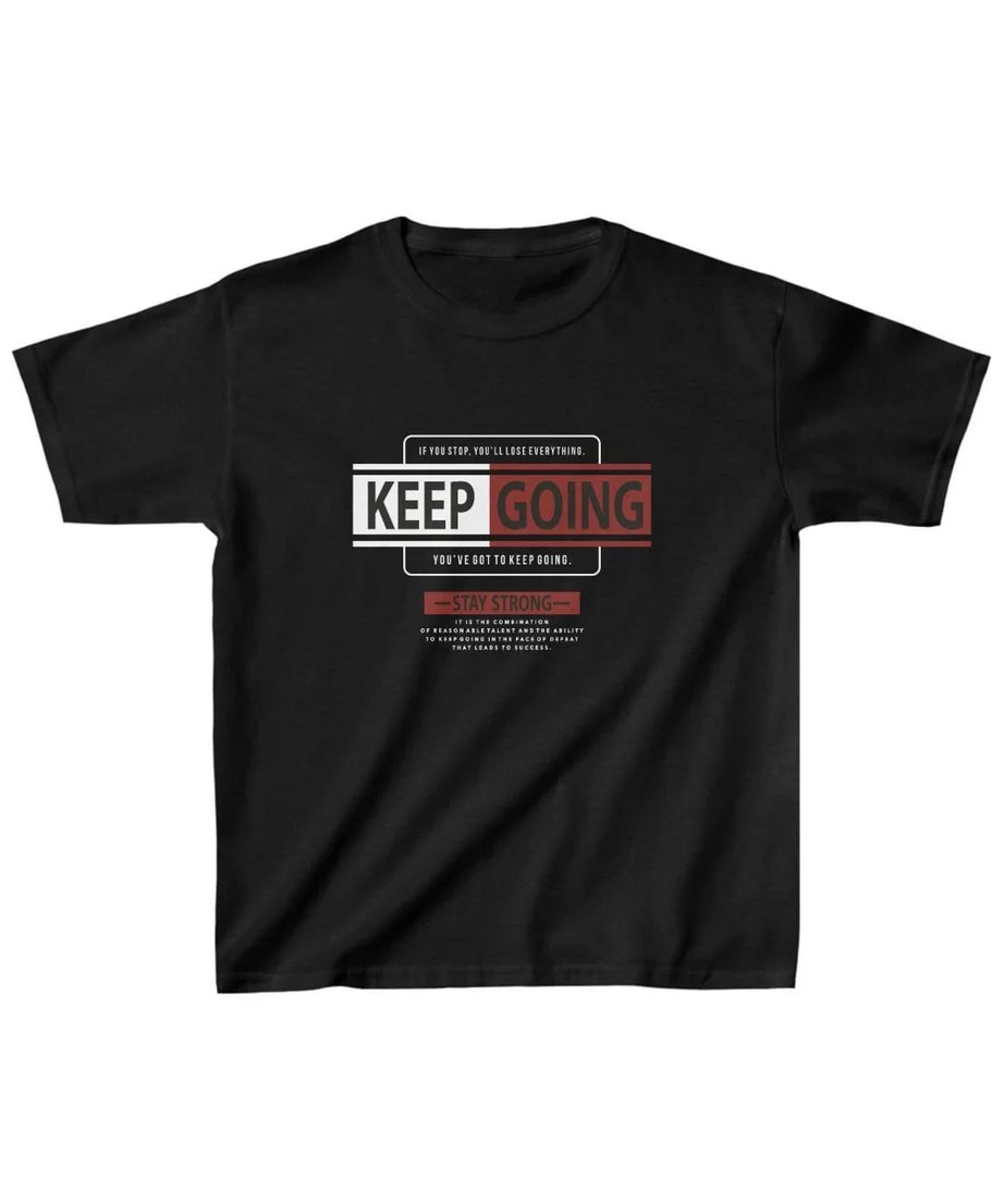 Gucso Unisex Çocuk Keep Going Baskılı T-Shirt - Siyah