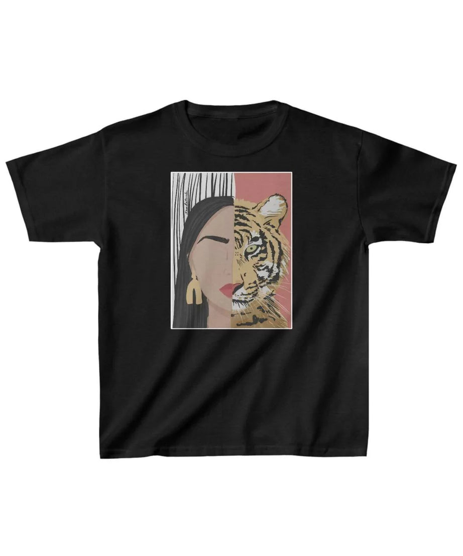 Gucso Unisex Çocuk Kadın Leopar Baskılı T-Shirt - Siyah