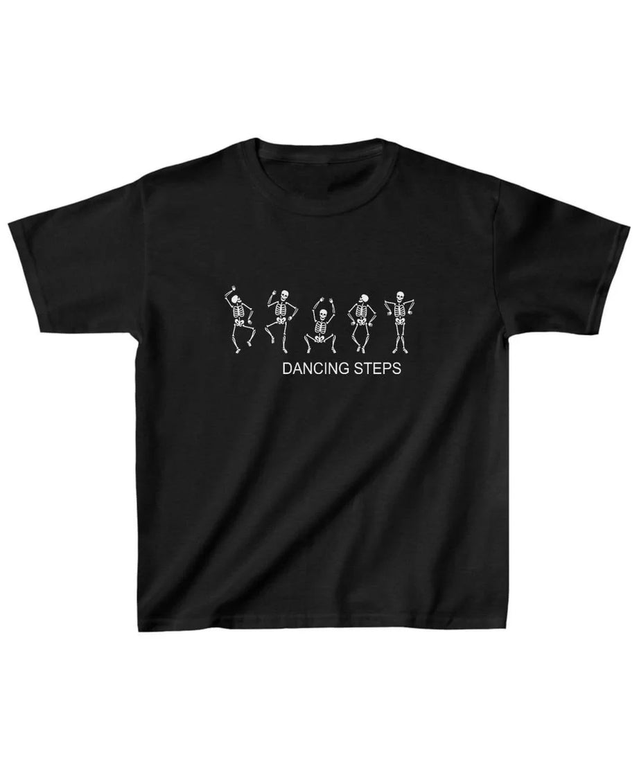 Gucso Unisex Çocuk Dancing Steps Baskılı T-Shirt - Siyah