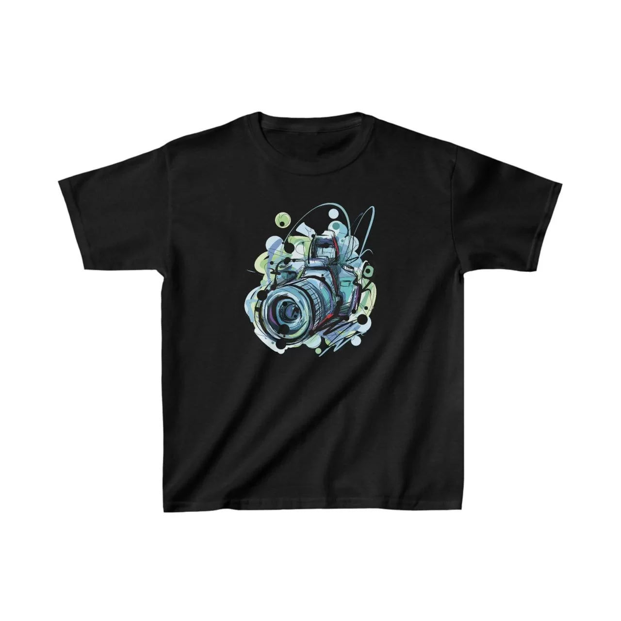 Gucso Unisex Çocuk Fotoğar Makinesi Baskılı T-Shirt - Siyah