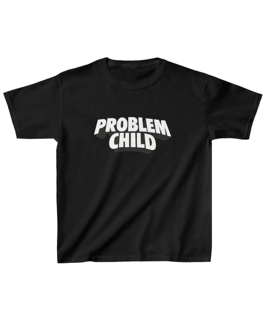 Gucso Unisex Çocuk Problem Child Baskılı T-Shirt - Siyah