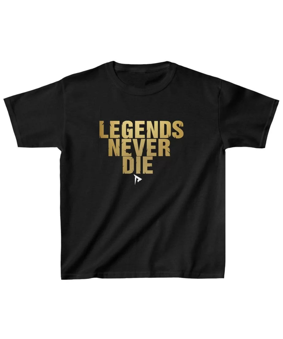 Gucso Unisex Çocuk Legends Never Die Baskılı T-Shirt - Siyah